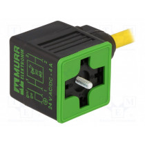 7000-18021-0360750; Valve connector; plug; Type: A; PIN: 4; 18mm; 4A; female; 24VDC; IP65; MURR ELEKTRONIK 7000-18021-0360750; Valve connector; plug; Type: A; PIN: 4; 18mm; 4A; female; 24VDC; IP65; MURR ELEKTRONIK
