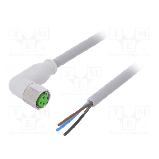 7014-08081-2100300; Connection lead; M8; PIN: 3; angled; 3m; plug; 60VAC; -25÷80°C; 60VDC; MURR ELEKTRONIK