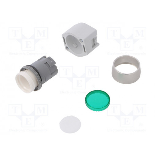 704.012.5; Switch: push-button; Stabl.pos: 1; 22mm; green; Illumin: none; IP65; EAO