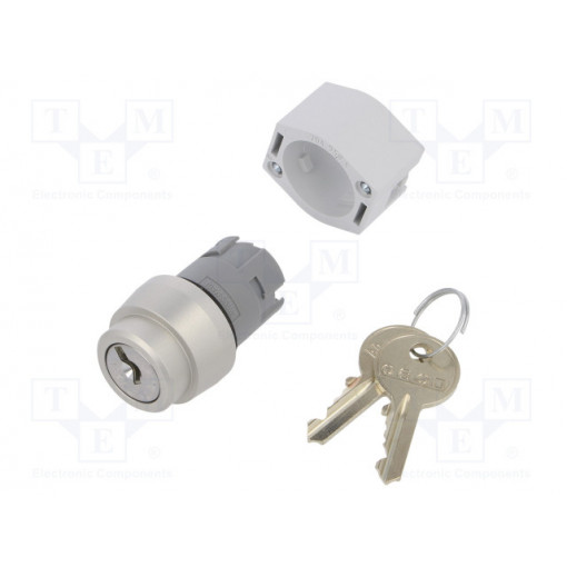 704.122.0; Switch: rotary with key; Stabl.pos: 2; 22mm; silver; Illumin: none; EAO