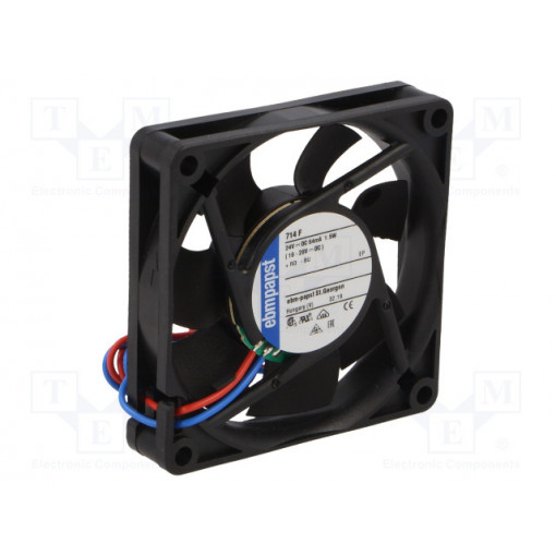 712F; Fan: DC; axial; 70x70x15mm; 44m3/h; 38dBA; slide bearing; 5300rpm; EBM-PAPST
