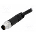8-04AMMM-SL7A05; Connector: M8; 5m; male; PIN: 4; straight; plug; 3A; IP67; 30V; AMPHENOL