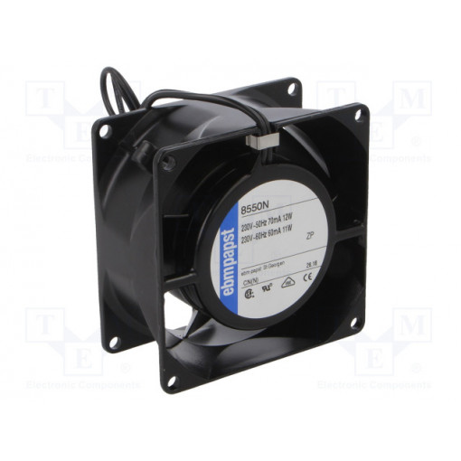 8550N; Fan: AC; axial; 230VAC; 80x80x38mm; 50m3/h; 30dBA; slide bearing; EBM-PAPST