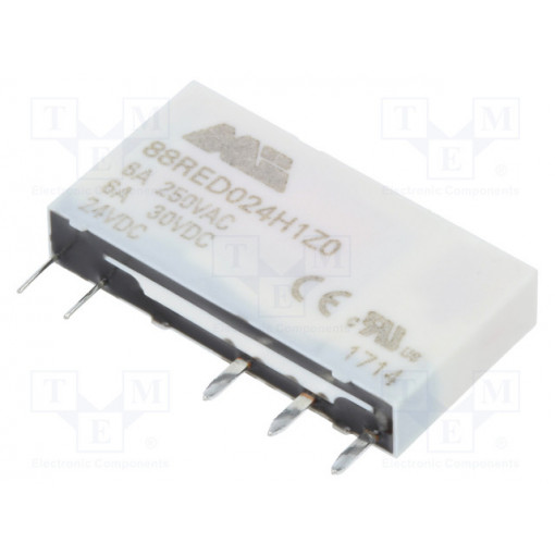 88RED024H1Z0; Relay: electromagnetic; SPDT; Ucoil: 24VDC; 6A/250VAC; 6A/30VDC; 6A; MORSETTITALIA