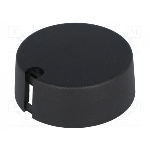A1040649; Knob; with pointer; plastic; Øshaft: 6mm; Ø40x16mm; black; push-in; OKW