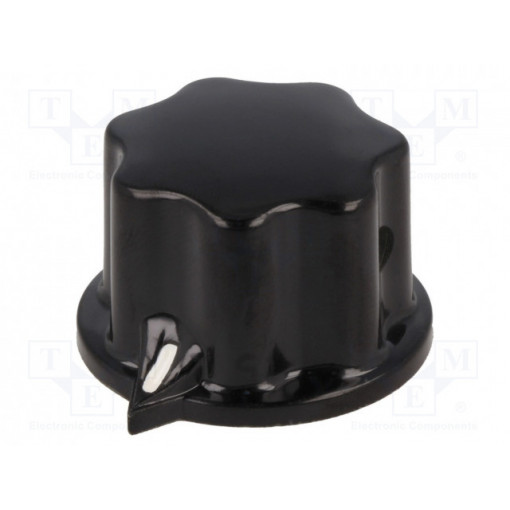 A1321060; Knob; with pointer; thermoplastic; Øshaft: 6mm; Ø31x20mm; black; OKW
