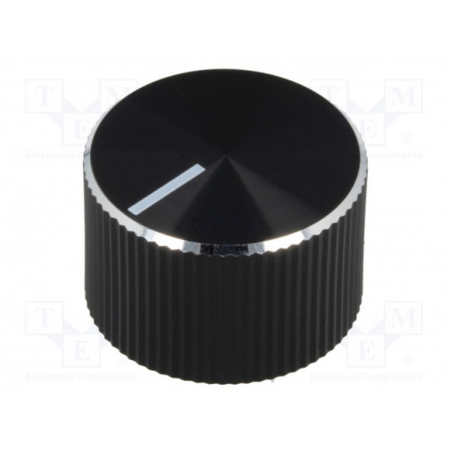 A1418260; Knob; with pointer; aluminium,plastic; Øshaft: 6mm; Ø18.6x12mm; OKW