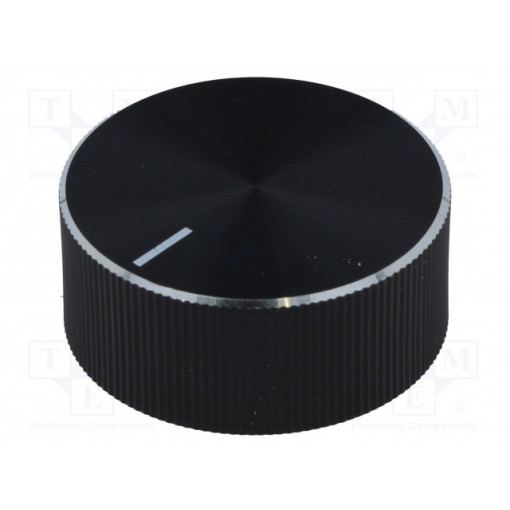 A1432260; Knob; with pointer; aluminium,plastic; Øshaft: 6mm; Ø33x14.3mm; OKW