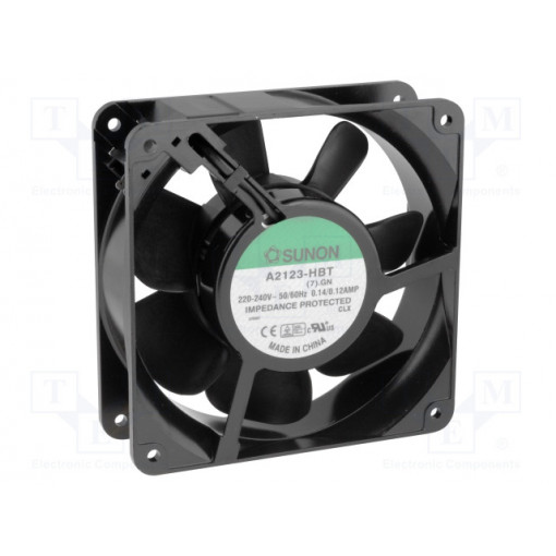 A2123HBT.(7).GN; Fan: AC; axial; 230VAC; 120x120x38mm; 210(±10%)m3/h; 47dBA; 2700rpm; SUNON