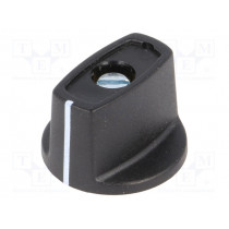 A2423060; Knob; with pointer; ABS; Øshaft: 6mm; Ø23x16mm; black; Shaft: smooth; OKW