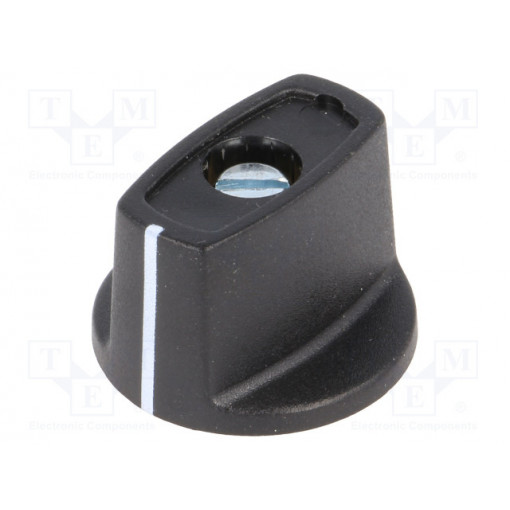 A2423060; Knob; with pointer; ABS; Øshaft: 6mm; Ø23x16mm; black; Shaft: smooth; OKW