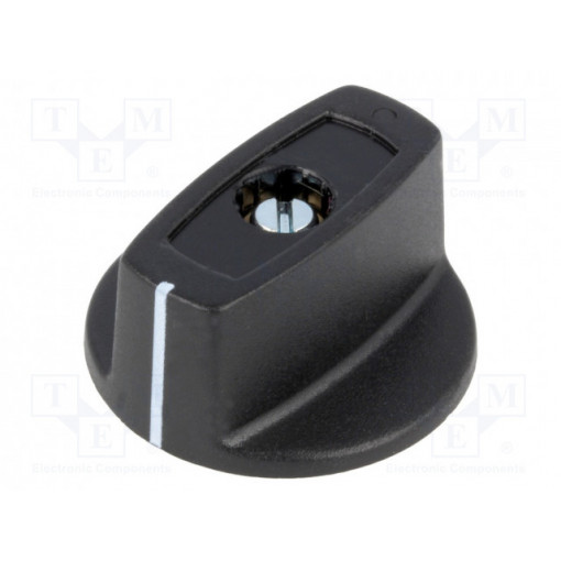 A2431060; Knob; with pointer; ABS; Øshaft: 6mm; Ø31x16mm; black; Shaft: smooth; OKW