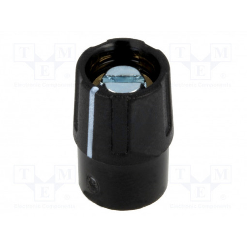 A2609040; Knob; with pointer; ABS; Øshaft: 4mm; Ø9.5x14mm; black; OKW