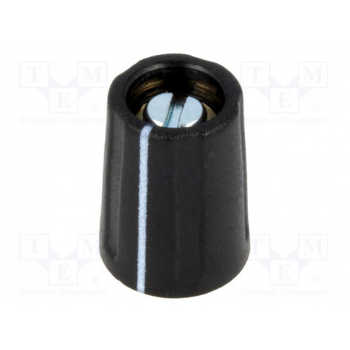 A2610040; Knob; with pointer; ABS; Øshaft: 4mm; Ø10.5x14mm; black; OKW