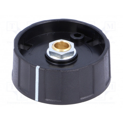 A2640060; Knob; with pointer; ABS; Øshaft: 6mm; Ø40x15.5mm; black; OKW