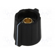 A2816060; Knob; with pointer; ABS; Øshaft: 6mm; Ø16x15mm; black; Shaft: smooth; OKW