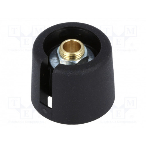 A3020069; Knob; with pointer; polyamide; Øshaft: 6mm; Ø20x16mm; black; OKW
