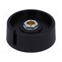 A3040069; Knob; with pointer; polyamide; Øshaft: 6mm; Ø40x16mm; black; OKW