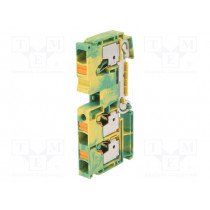 2490590000 A3C 10 PE; Splice terminal: rail; 10mm2; ways: 1; terminals: 3; yellow-green; WEIDMÜLLER