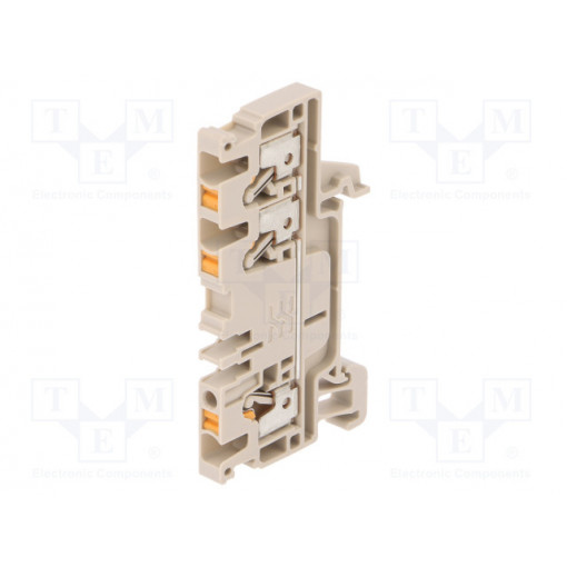 1521740000 A3C 2.5; Splice terminal: rail; 2.5mm2; ways: 1; terminals: 3; beige; wemid; WEIDMÜLLER