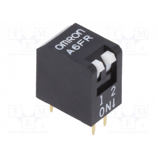 A6FR2101; Switch: DIP-SWITCH; Poles number: 2; ON-OFF; 0.025A/24VDC; Pos: 2; OMRON OCB