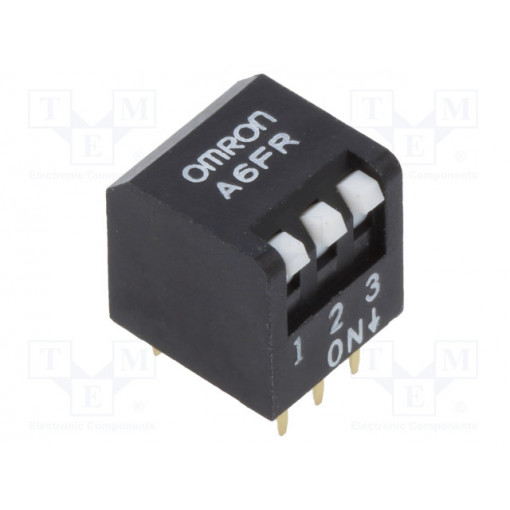 A6FR-3101; Switch: DIP-SWITCH; Poles number: 3; ON-OFF; 0.025A/24VDC; Pos: 2; OMRON OCB