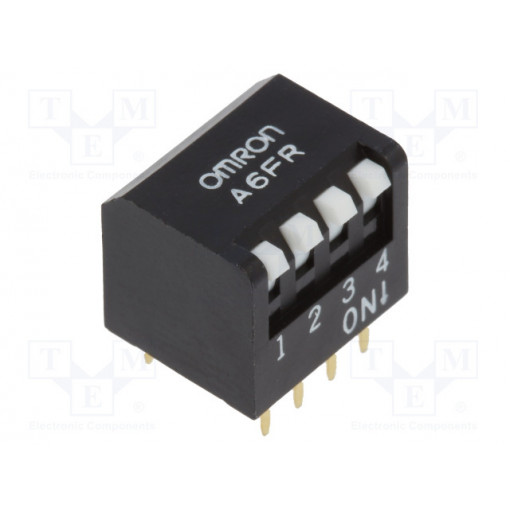 A6FR4101; Switch: DIP-SWITCH; Poles number: 4; ON-OFF; 0.025A/24VDC; Pos: 2; OMRON OCB