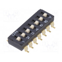 A6S7104H; Switch: DIP-SWITCH; Poles number: 7; ON-OFF; 0.025A/24VDC; Pos: 2; OMRON OCB