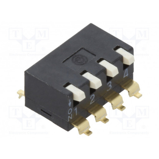 A6SR4104; Switch: DIP-SWITCH; Poles number: 4; ON-OFF; 0.025A/24VDC; Pos: 2; OMRON OCB