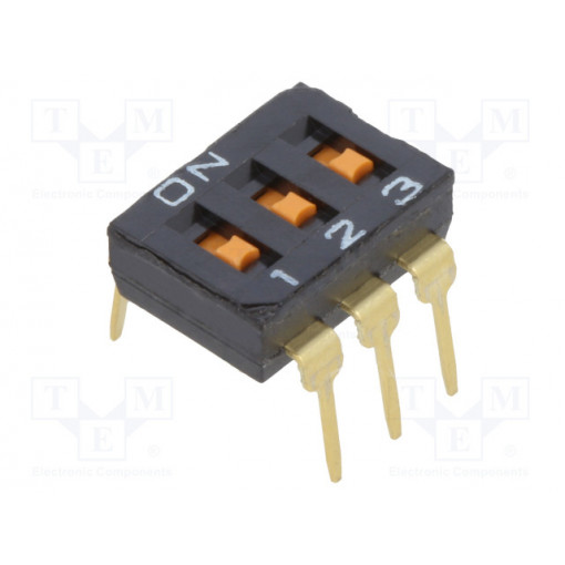 A6T3102; Switch: DIP-SWITCH; Poles number: 3; ON-OFF; 0.025A/24VDC; Pos: 2; OMRON OCB