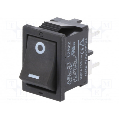 A8L2112N2; ROCKER; DPST; Pos: 2; ON-OFF; 10A/250VAC; black; none; Body: black; OMRON OCB