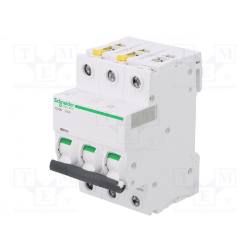 A9F03306; Circuit breaker; 400VAC; Inom: 6A; Poles: 3; DIN; Charact: B; 6kA; SCHNEIDER ELECTRIC