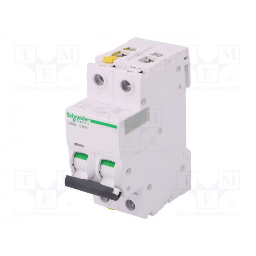 A9F04263; Circuit breaker; 400VAC; Inom: 63A; Poles: 2; DIN; Charact: C; 6kA; SCHNEIDER ELECTRIC