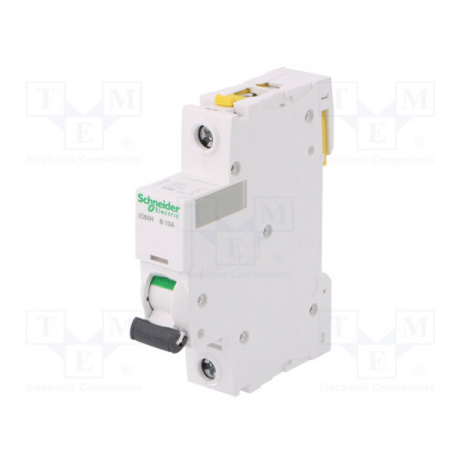 A9F06110; Circuit breaker; 230VAC; Inom: 10A; Poles: 1; DIN; Charact: B; 10kA; SCHNEIDER ELECTRIC