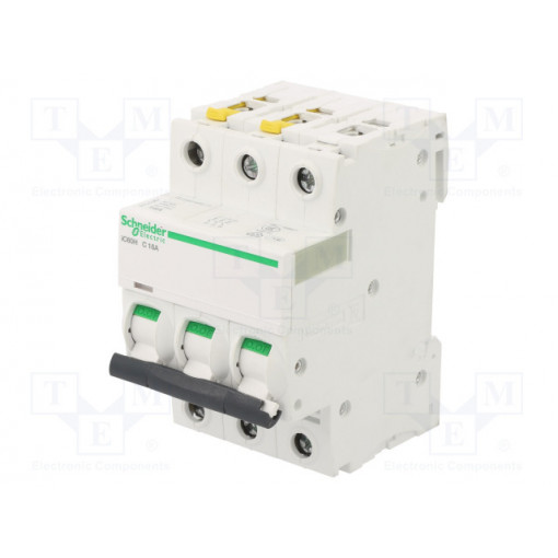 A9F07316; Circuit breaker; 400VAC; Inom: 16A; Poles: 3; DIN; Charact: C; 10kA; SCHNEIDER ELECTRIC