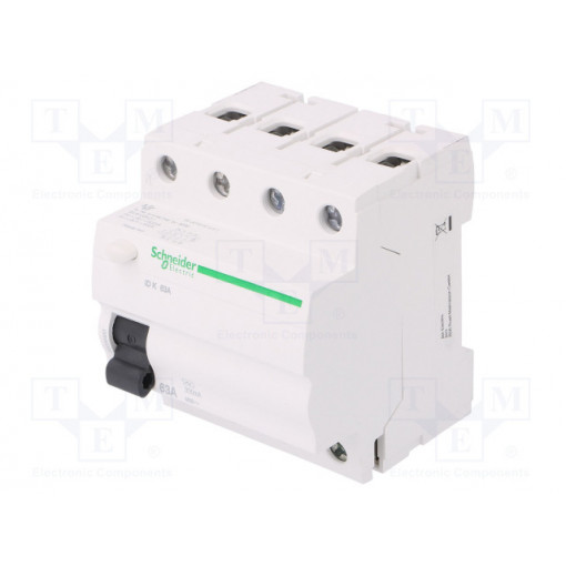 A9Z06463; RCD breaker; Inom: 63A; Ires: 300mA; Poles: 4; 400V; Mounting: DIN; SCHNEIDER ELECTRIC