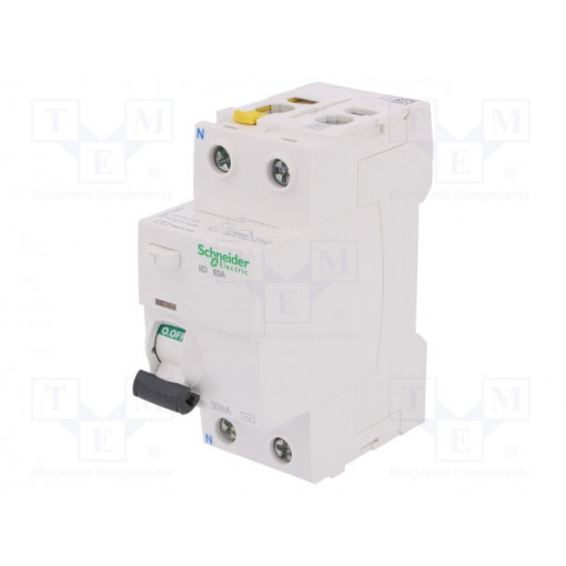 A9Z11263; RCD breaker; Inom: 63A; Ires: 30mA; Poles: 2; 400V; Mounting: DIN; SCHNEIDER ELECTRIC