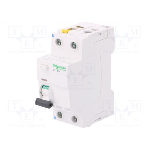 A9Z22240; RCD breaker; Inom: 40A; Ires: 100mA; Poles: 2; 400V; Mounting: DIN; SCHNEIDER ELECTRIC