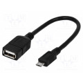 AA0035; Cable; OTG,USB 2.0; USB A socket,USB B micro plug; 0.2m; black; LOGILINK