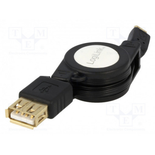 AA0069; Cable; OTG,USB 2.0; USB A socket,USB B micro plug; 0.75m; black; LOGILINK AA0069; Cable; OTG,USB 2.0; USB A socket,USB B micro plug; 0.75m; black; LOGILINK