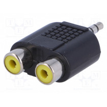 ; Adapter; Jack 3.5mm plug,RCA socket x2; stereo; 
