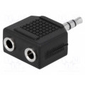 ; Splitter; Jack 3.5mm socket x2,Jack 3.5mm plug; stereo;  ; Splitter; Jack 3.5mm socket x2,Jack 3.5mm plug; stereo;