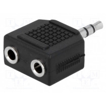 ; Splitter; Jack 3.5mm socket x2,Jack 3.5mm plug; stereo; 