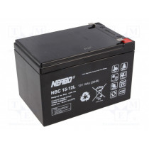 NBC 15-12L; Re-battery: acid-lead; 12V; 15Ah; AGM; maintenance-free; NERBO