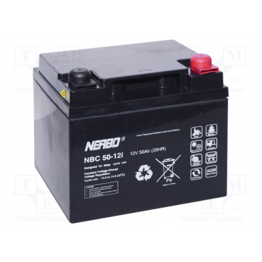 NBC 50-12I; Re-battery: acid-lead; 12V; 50Ah; AGM; maintenance-free; NERBO