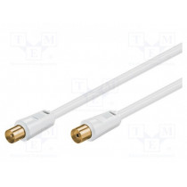 67282; Cable; 75Ω; 1.5m; coaxial 9.5mm socket,coaxial 9.5mm plug; white; Goobay