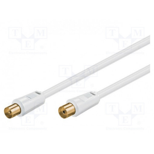 67282; Cable; 75Ω; 1.5m; coaxial 9.5mm socket,coaxial 9.5mm plug; white; Goobay
