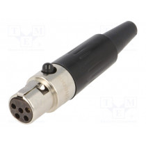 AG5F; Plug; XLR mini; female; PIN: 5; for cable; soldering; 4A; 0.5mm2; AMPHENOL