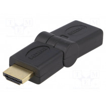 AH0011; Adapter; HDMI plug,HDMI socket movable ±90°; Colour: black; LOGILINK