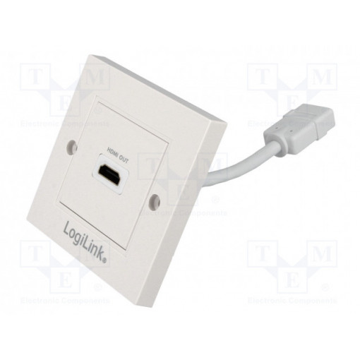 AH0014; Wall socket; white; HDMI; Mounting: wall mount; No.of sockets: 1; LOGILINK
